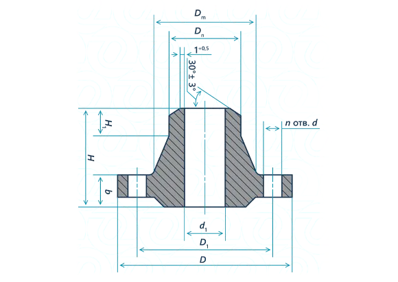 Фланец воротниковый 350-16-11-1-F-ст AISI 304-IV